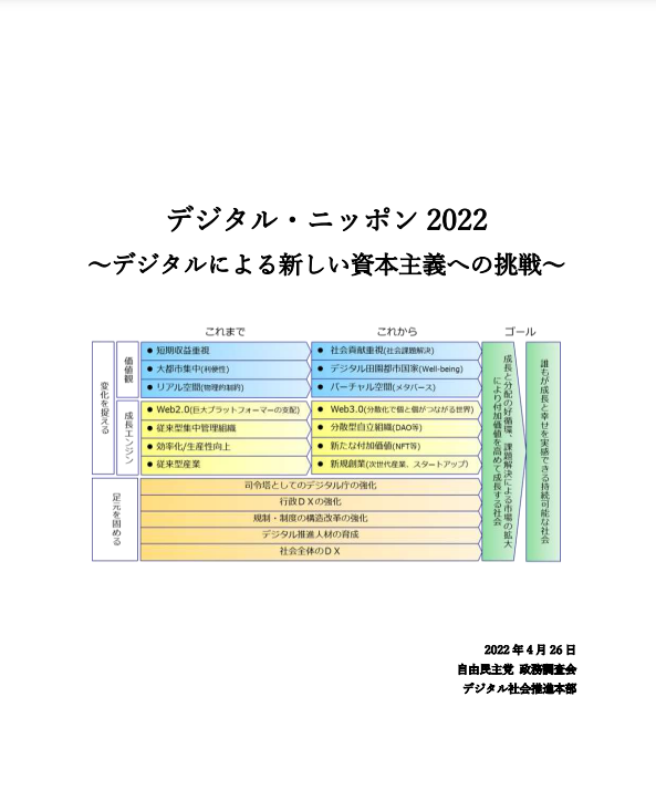 【デジタル社会推進本部】デジタル・ニッポン 2022～デジタルによる新しい資本主義への挑戦～